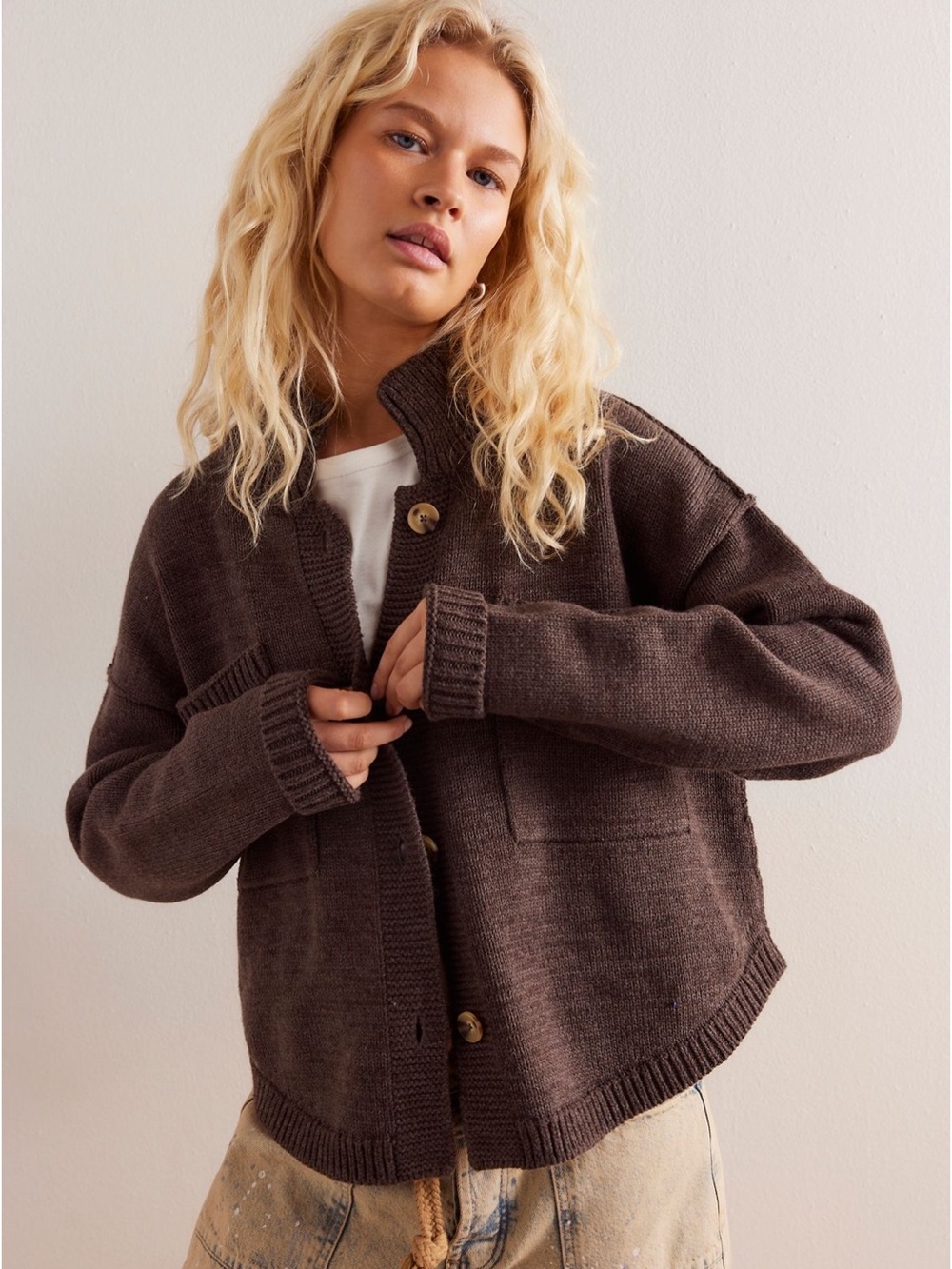 Free people we the free on the isle cardigan brown NWT